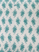 Floral Damask Lace Fabric - Tiffany Green - Embroidered Damask Flowers on Lace Fabric By Yard