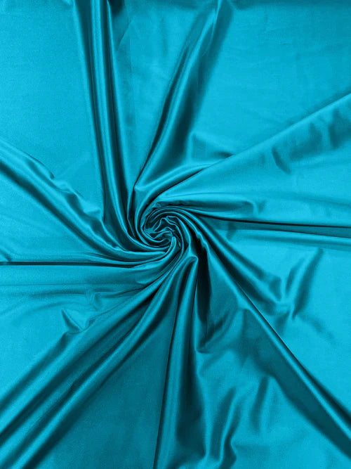 60" Heavy Shiny Satin Fabric - Turquoise - Stretch Shiny Satin Fabric Sold By Yard