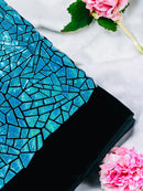 Mirror Sequins Velvet Fabric - Turquoise - Large Shiny Mirror Cut Sequins By Yard