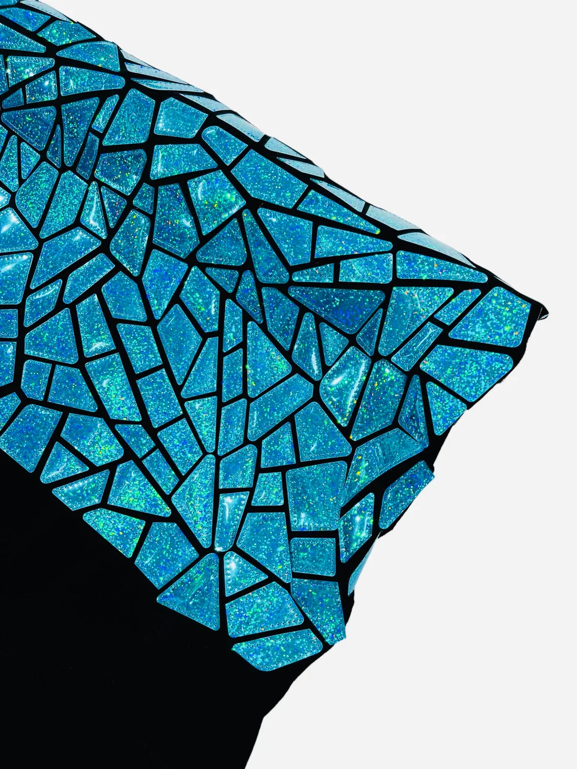 Mirror Sequins Velvet Fabric - Turquoise - Large Shiny Mirror Cut Sequins By Yard