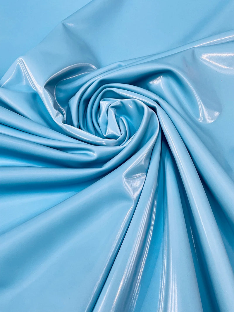 Latex Shiny Vinyl - Turquoise - 4 Way Stretch Milliskin Vinyl Spandex Latex Fabric Sold by Yard