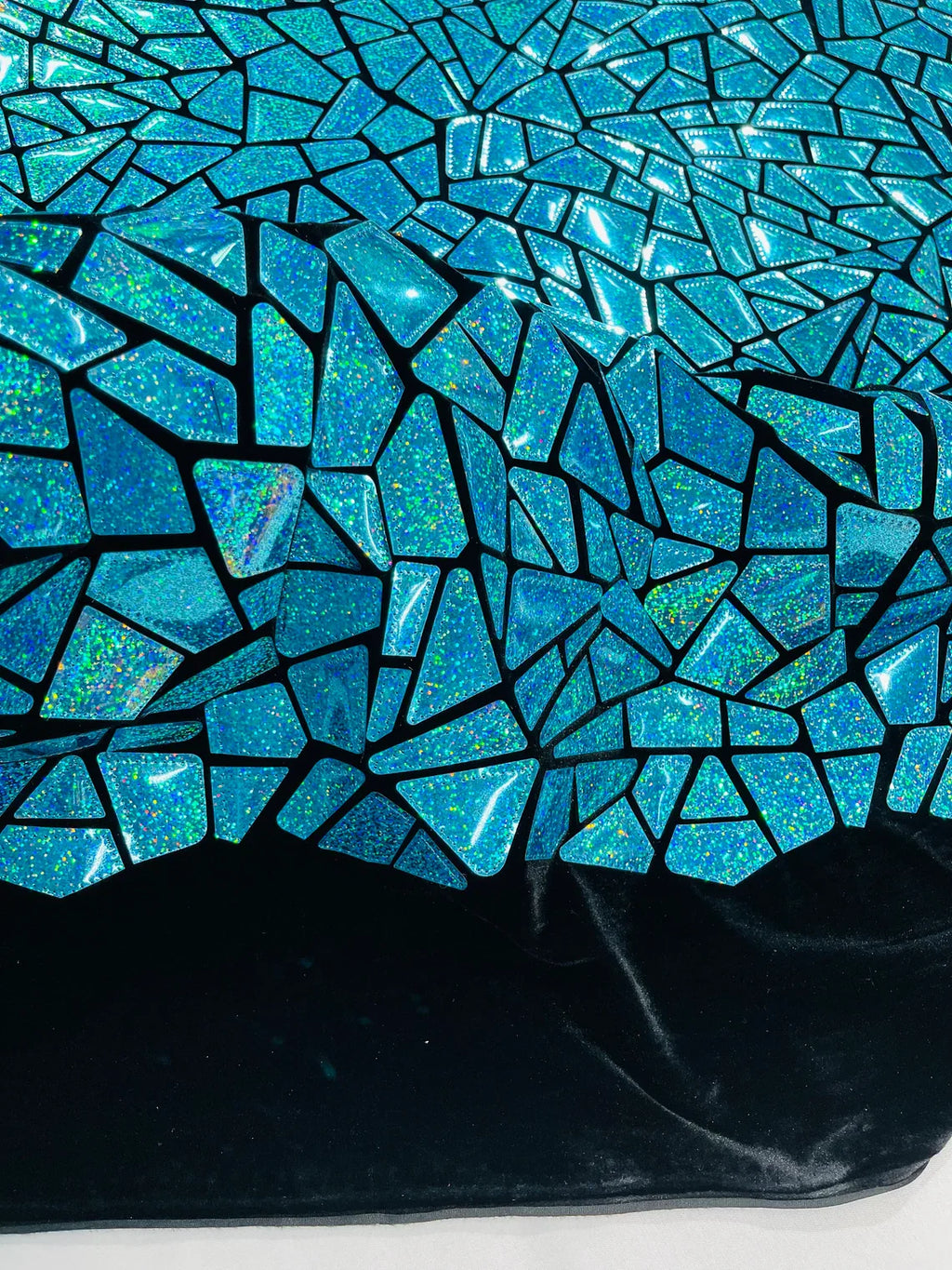 Mirror Sequins Velvet Fabric - Turquoise - Large Shiny Mirror Cut Sequins By Yard