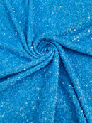 Stretch Velvet Sequins Fabric - Turquoise Hologram - Velvet Sequins 2 Way Stretch 58/60” By Yard