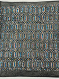 Fancy Gem Jewel Fabric - Turquoise Iridescent on Black - Geometric Stretch Sequins Design on Mesh By Yard