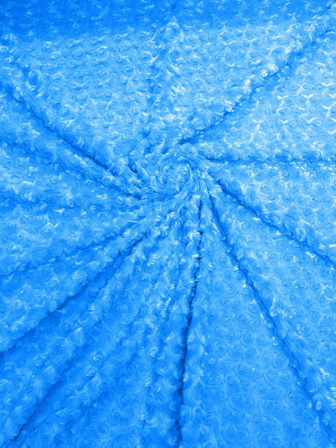 58" Minky Swirl Rose Fabric - Turquoise - Soft Rosebud Plush Fur Fabric Sold By The Yard