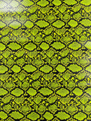 Snake Python Faux Leather Vinyl - Vernon Green - 3D Snake Print Design Embossed Vinyl By Yard