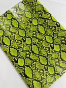 Snake Python Faux Leather Vinyl - Vernon Green - 3D Snake Print Design Embossed Vinyl By Yard