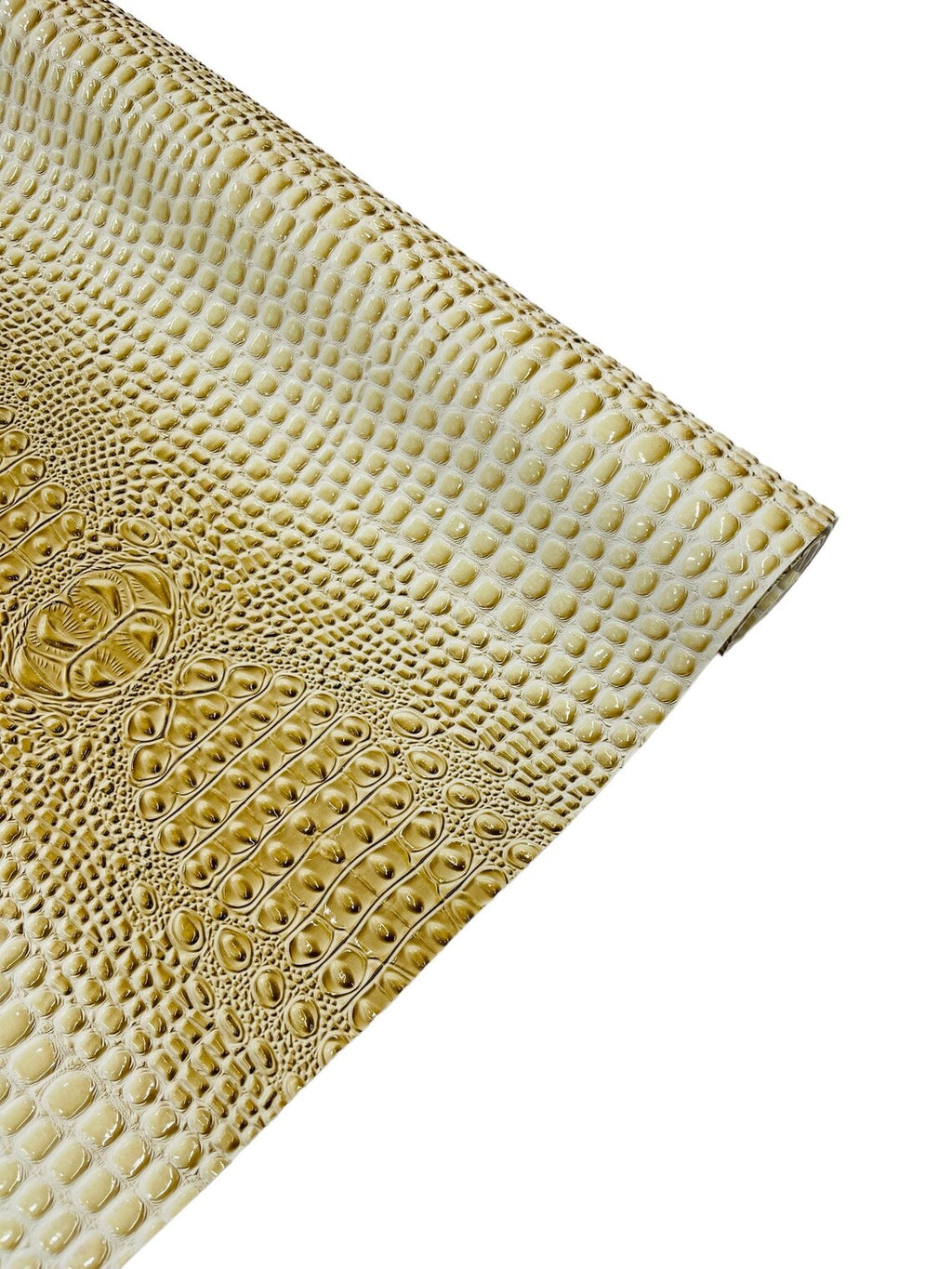 Gator Embossed Vinyl Leather Fabric - Western Cream - Faux Gator Skin Vinyl Fabric Sold By Yard