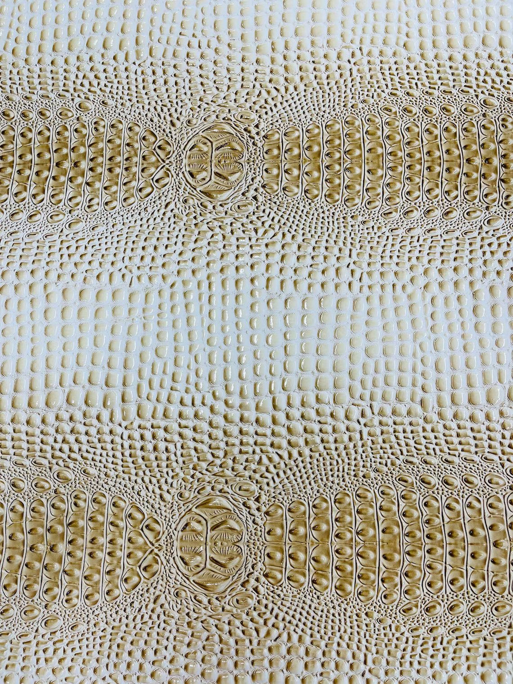 Gator Embossed Vinyl Leather Fabric - Western Cream - Faux Gator Skin Vinyl Fabric Sold By Yard