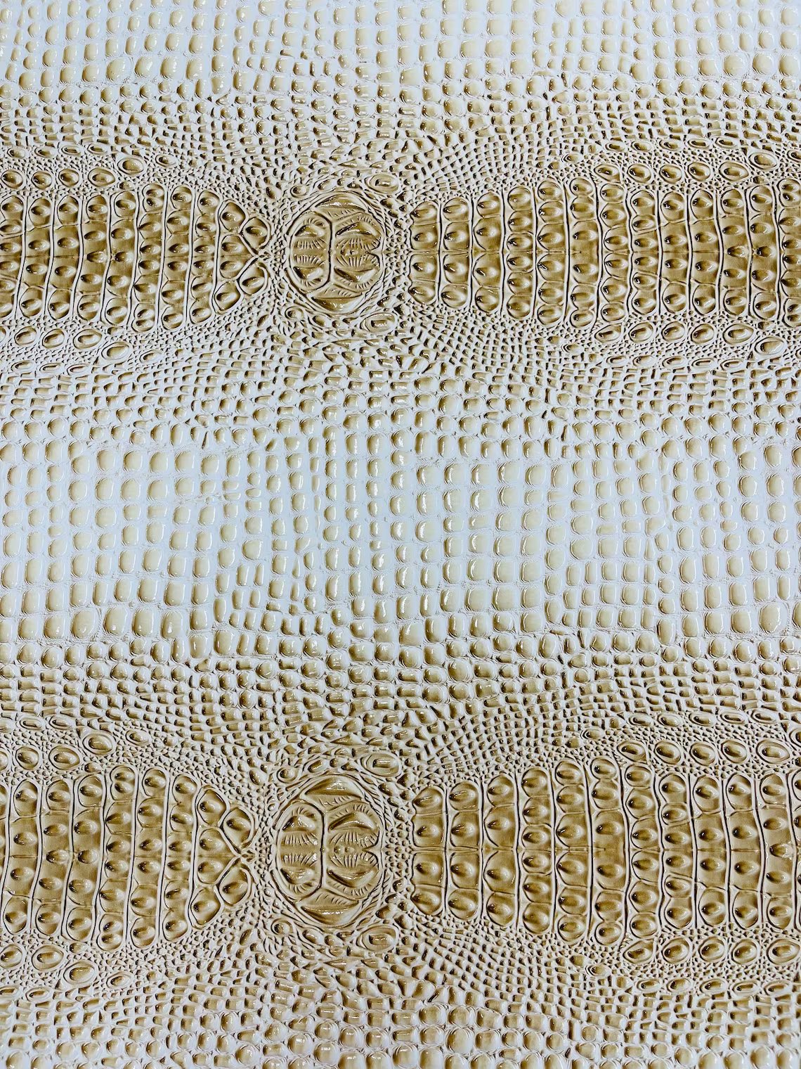 Gator Embossed Vinyl Leather Fabric - Western Cream - Faux Gator Skin Vinyl Fabric Sold By Yard