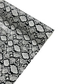 Snake Python Faux Leather Vinyl - White / Black - 3D Snake Print Design Embossed Vinyl By Yard
