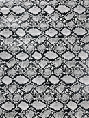 Snake Python Faux Leather Vinyl - White / Black - 3D Snake Print Design Embossed Vinyl By Yard