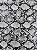 Snake Python Faux Leather Vinyl - White / Black - 3D Snake Print Design Embossed Vinyl By Yard