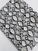 Snake Python Faux Leather Vinyl - White / Black - 3D Snake Print Design Embossed Vinyl By Yard