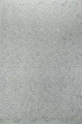 Metallic Sequins Design - White / Clear - Embroidered Metallic Thread Leaf Pattern Sequins Fabric By Yard