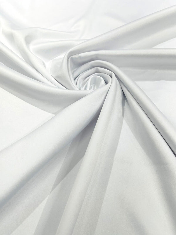 58/59" Satin Stretch Fabric Matte L'Amour - White - Stretch Matte Satin Fabric Sold By Yard