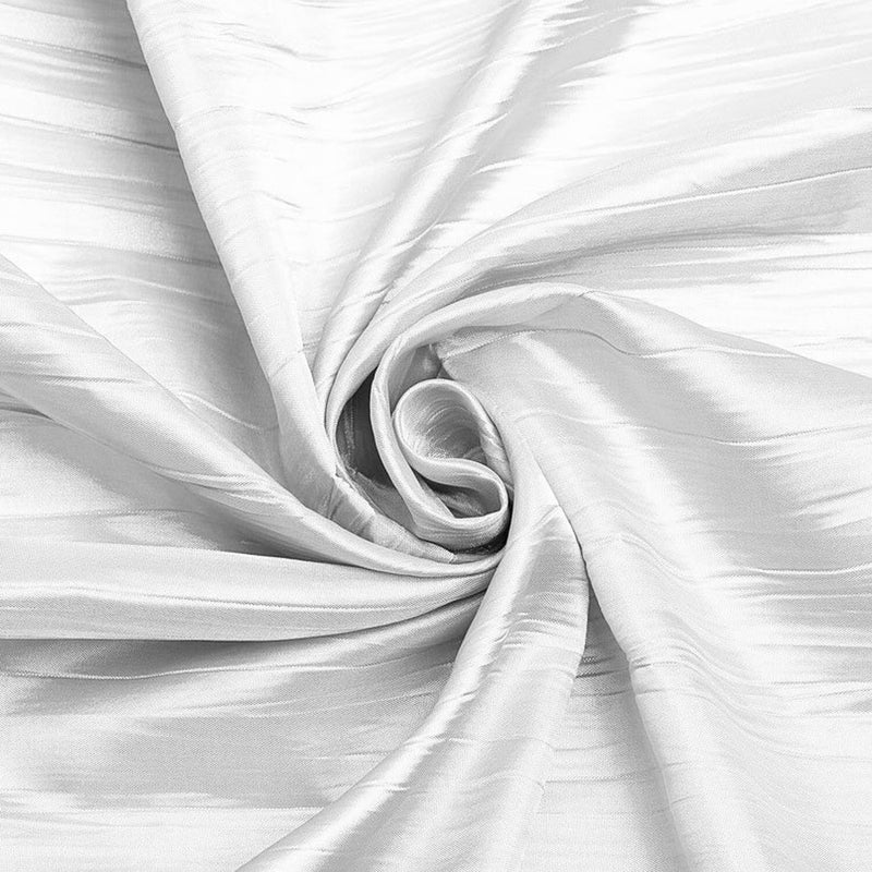 54" Crushed Taffeta Fabric - White - Crushed Taffeta Creased Fabric Sold by The Yard