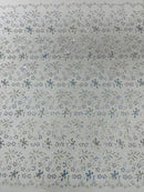 Corded Lace Floral Fabric - White / Pink - Hologram Sequins Metallic Thread Floral Fabric by Yard