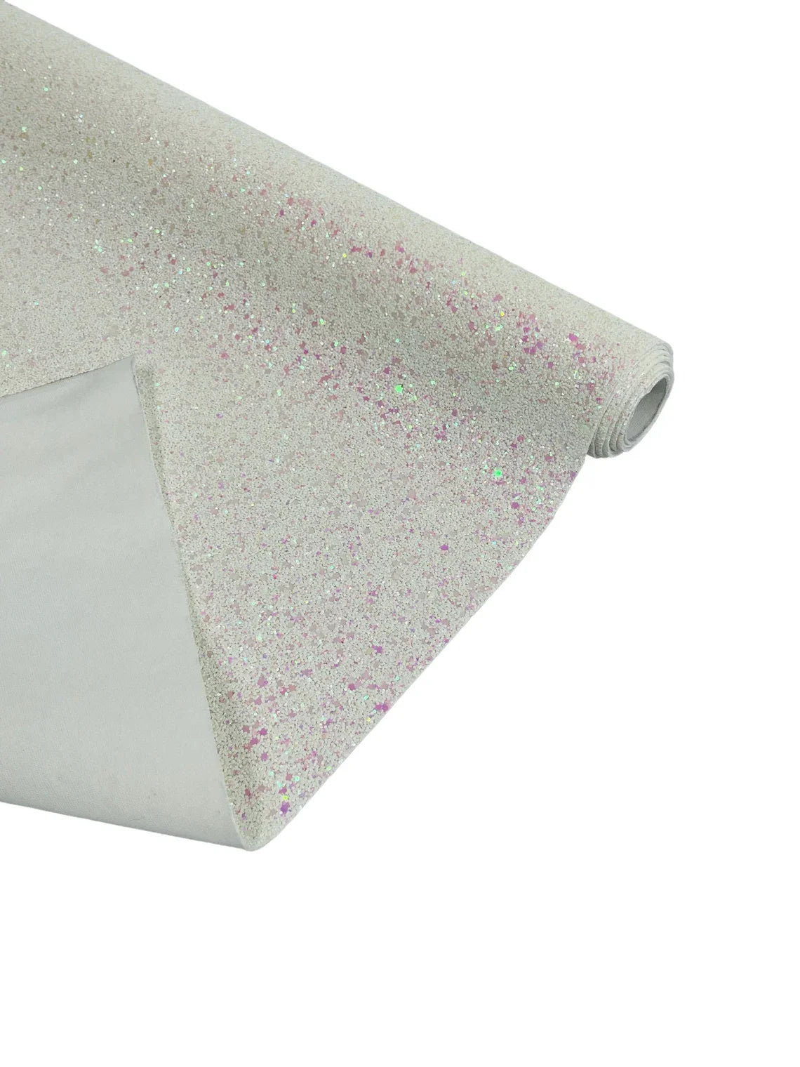 Chunky Glitter Vinyl - White / Pink Iridescent - 54" Wide Crafting Glitter Vinyl Fabric Sold By The Yard