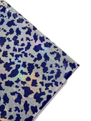 Cow Print Design Spandex - Purple on White Iridescent - Poly Spandex 4 Way Stretch Fabric By Yard