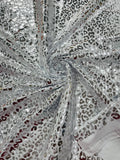 Cheetah Design Spandex Fabric - White / Silver - 58/60" Animal Print 4 Way Stretch Fabric By Yard