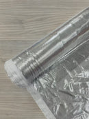 Foil Metallic Spandex Fabric - White / Silver - Shiny Metallic Foil Spandex Fabric by Yard