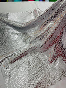 Cheetah Design Spandex Fabric - White / Silver - 58/60" Animal Print 4 Way Stretch Fabric By Yard