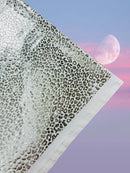 Cheetah Design Spandex Fabric - White / Silver - 58/60" Animal Print 4 Way Stretch Fabric By Yard