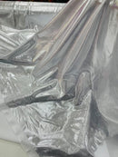 Foil Metallic Spandex Fabric - White / Silver - Shiny Metallic Foil Spandex Fabric by Yard