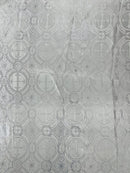 Brocade Cross Fabric - White / Silver - Church Vestment Religious Jacquard Fabric By Yard