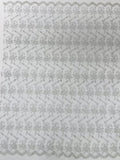 Embroidered Flower Fabric - White / Silver - Floral Design Scalloped Border Fabric By Yard