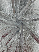 Cheetah Design Spandex Fabric - White / Silver - 58/60" Animal Print 4 Way Stretch Fabric By Yard