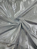 Foil Metallic Spandex Fabric - White / Silver - Shiny Metallic Foil Spandex Fabric by Yard