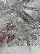 Cheetah Design Spandex Fabric - White / Silver - 58/60" Animal Print 4 Way Stretch Fabric By Yard