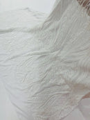 Mermaid Design Sequins Fabric - White - Sequins Fabric 4 Way Stretch on Mesh By Yard