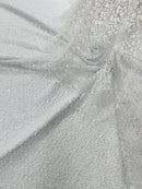 Cast Net Sequins Fabric - White - Embroidery Fish Net Design Sequins Lace Fabric By Yard