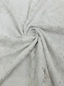 Floral Pearls and Sequins Fabric - White - Beaded Fabric Embroidered Lace By The Yard