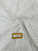 3D Rose Chunky Glitter Fabric - White - Rose Floral Design Glitter on Tulle Fabric Sold by Yard