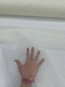 Shimmer Glitter Mesh Fabric - White - Shiny Glitter Dots Design on Lace Mesh Sold By Yard