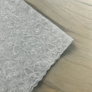 Butterfly Swirl Lace Fabric - White - Metallic Sequins Design on Lace Fabric By Yard