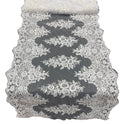 21" Floral Lace Metallic Design Table Runner - White - Floral Runner for Event Decor Sold By The Yard