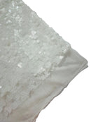 Round Large Sequins - White - Paillette Large Round Sequins Design Fabric By Yard