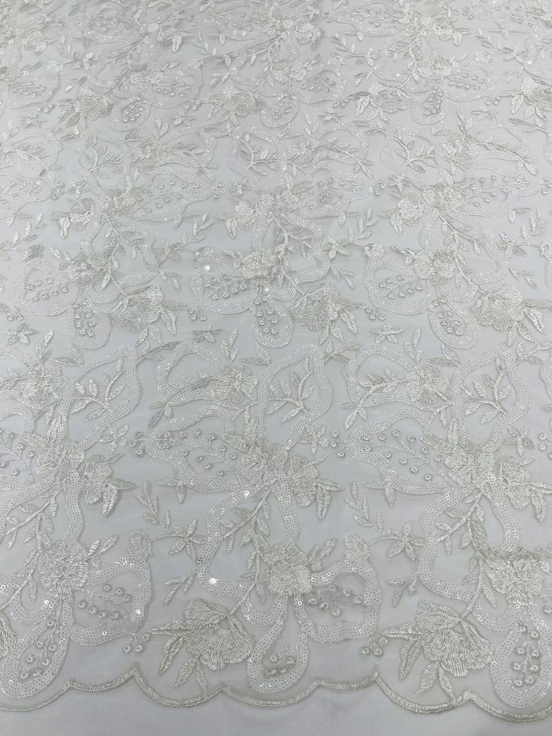 White flower lace fabric deals