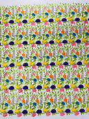 Multi-Color Mexican Sarape Fabric - White Mesh Flower Design Embroidered Lace Fabric By Yard