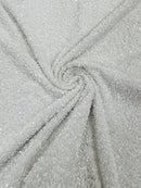 Stretch Velvet Sequins Fabric - White - Velvet Sequins 2 Way Stretch 58/60” By Yard