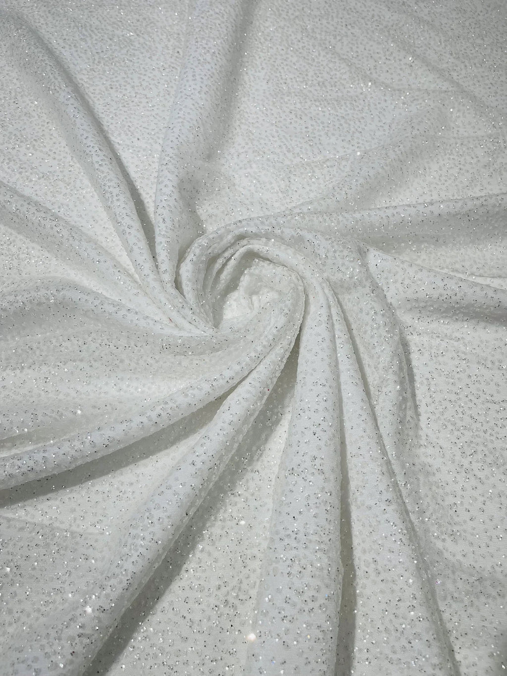 Glitter Mesh Sheer Fabric - White - 60" Wide Shiny Glitter Mesh Fabric Sold By The Yard