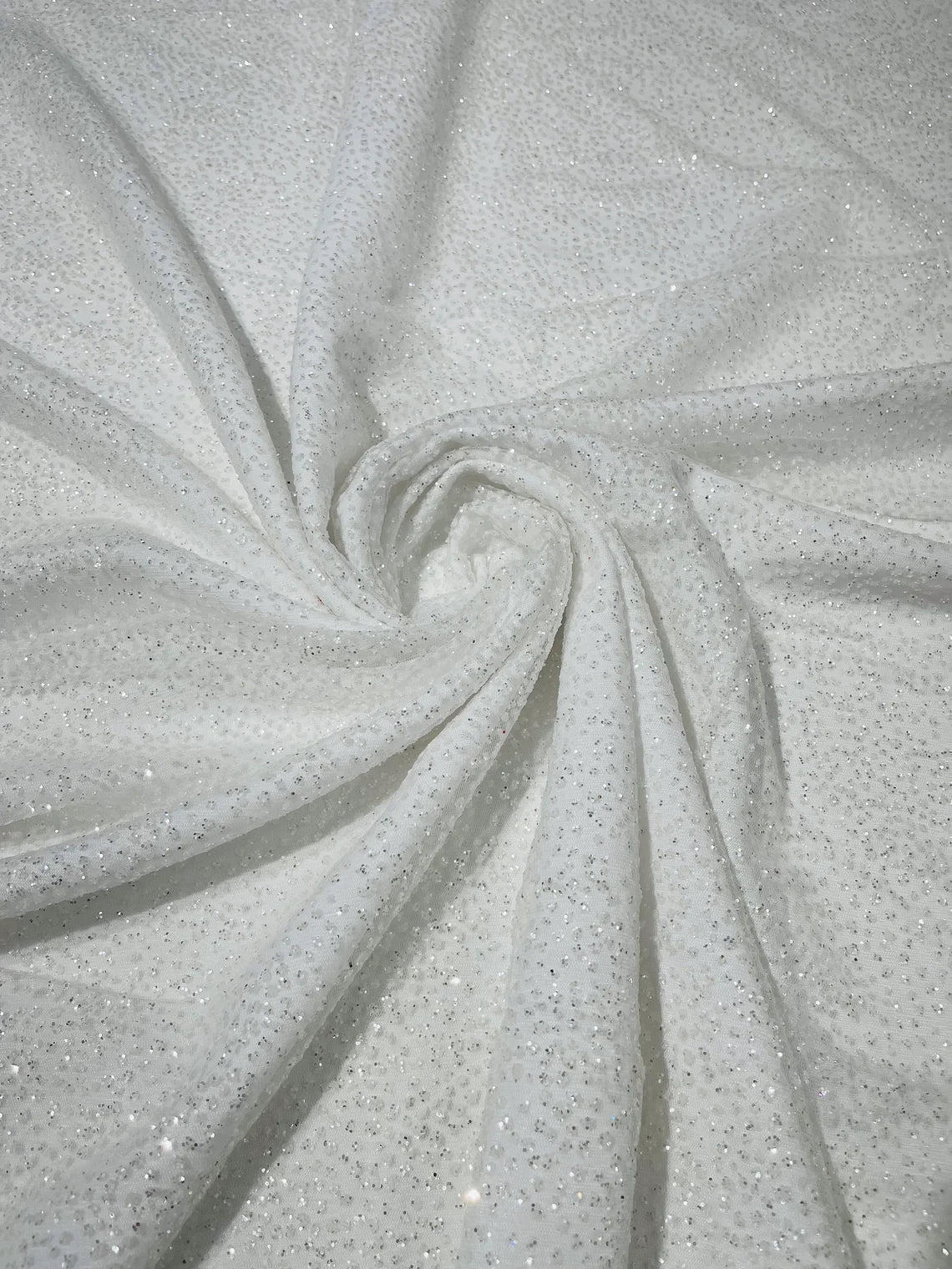 Glitter Mesh Sheer Fabric - White - 60" Wide Shiny Glitter Mesh Fabric Sold By The Yard