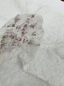 Floral Pearls and Sequins Fabric - White - Beaded Fabric Embroidered Lace By The Yard