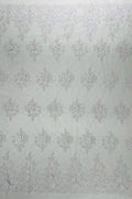 Corded Floral 3D Fabric - White - Embroidered Floral Design on Lace Mesh Fabric by Yard
