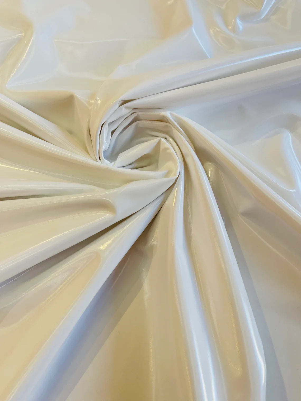 Latex Shiny Vinyl - White - 4 Way Stretch Milliskin Vinyl Spandex Latex Fabric Sold by Yard